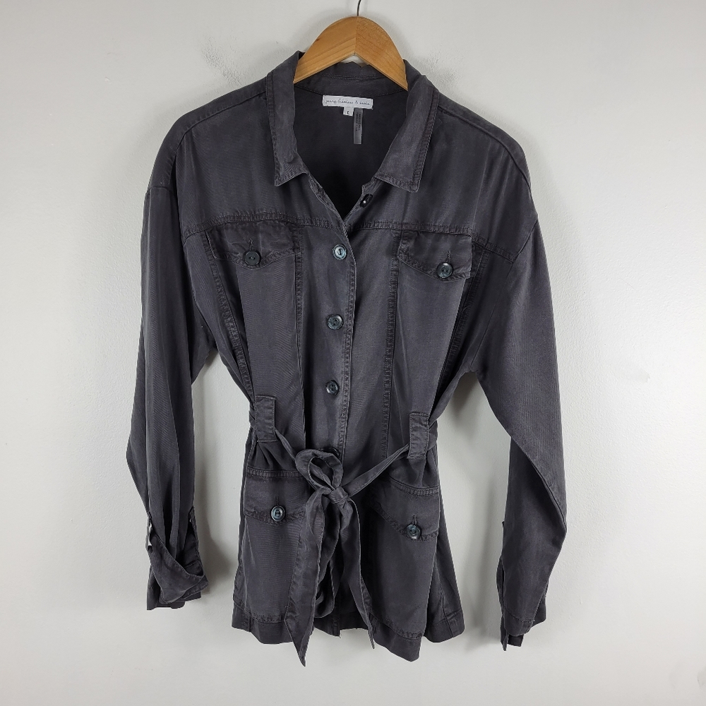 Young Fabulous and Broke Long Sleeve Button Up Belted Utility Cargo Jacket